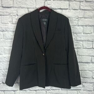 Requirements Dark Brown and White Pinstripe Blazer Size 10